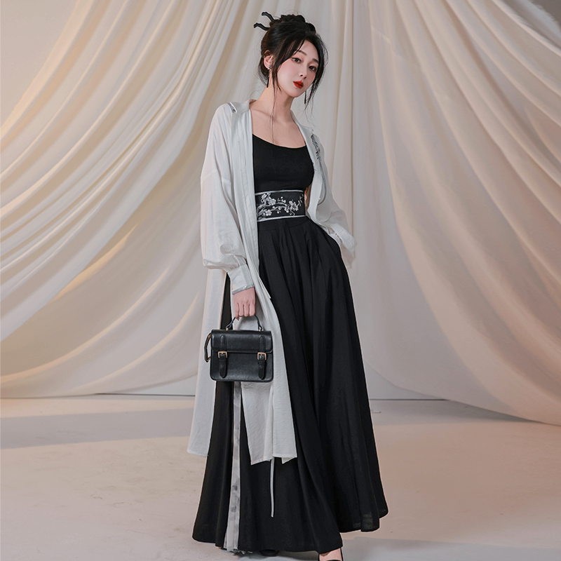 [Plum Blossom Verse 梅花词] Han-Style Set | Stand Collar Top & Wide-leg Pants | Spring & Autumn