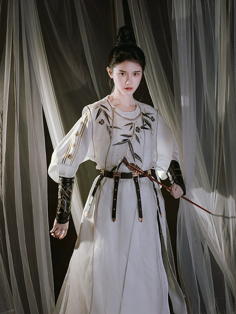 [Tian Guang 天光] Tang Dynasty | Round-neck Robe with Vest | Embroidered | Unisex