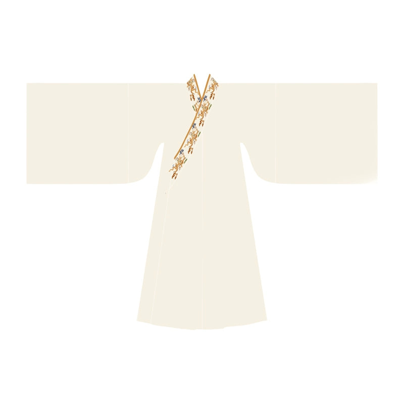 [Ling Ze 灵泽] Ming Dynasty | Round-neck Robe | Gold-thread Embroidery | Unisex