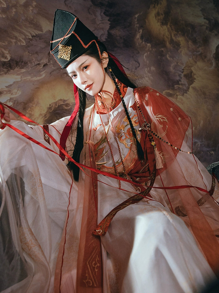 [The East 东方] Ming Dynasty | Round-neck Robe with Cape | Detailed Embroidery | Wide Sleeves | Unisex