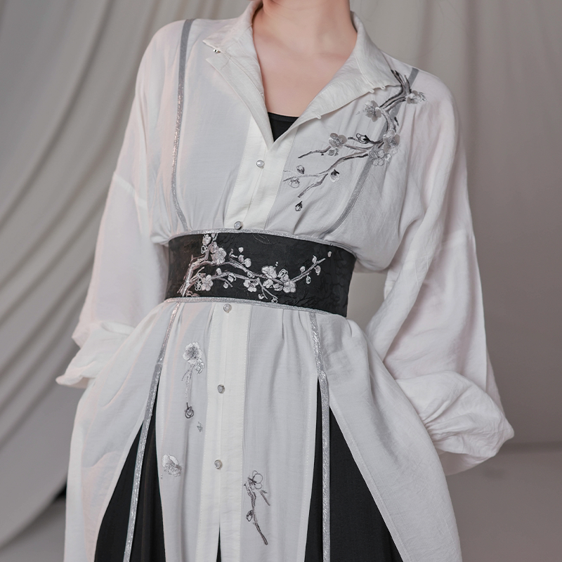 [Plum Blossom Verse 梅花词] Han-Style Set | Stand Collar Top & Wide-leg Pants | Spring & Autumn
