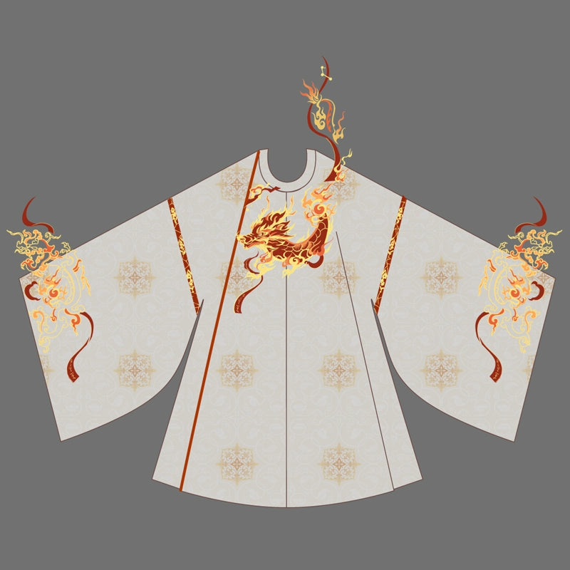 [The East 东方] Ming Dynasty | Round-neck Robe with Cape | Detailed Embroidery | Wide Sleeves | Unisex