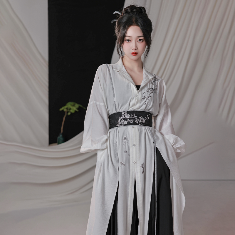 [Plum Blossom Verse 梅花词] Han-Style Set | Stand Collar Top & Wide-leg Pants | Spring & Autumn