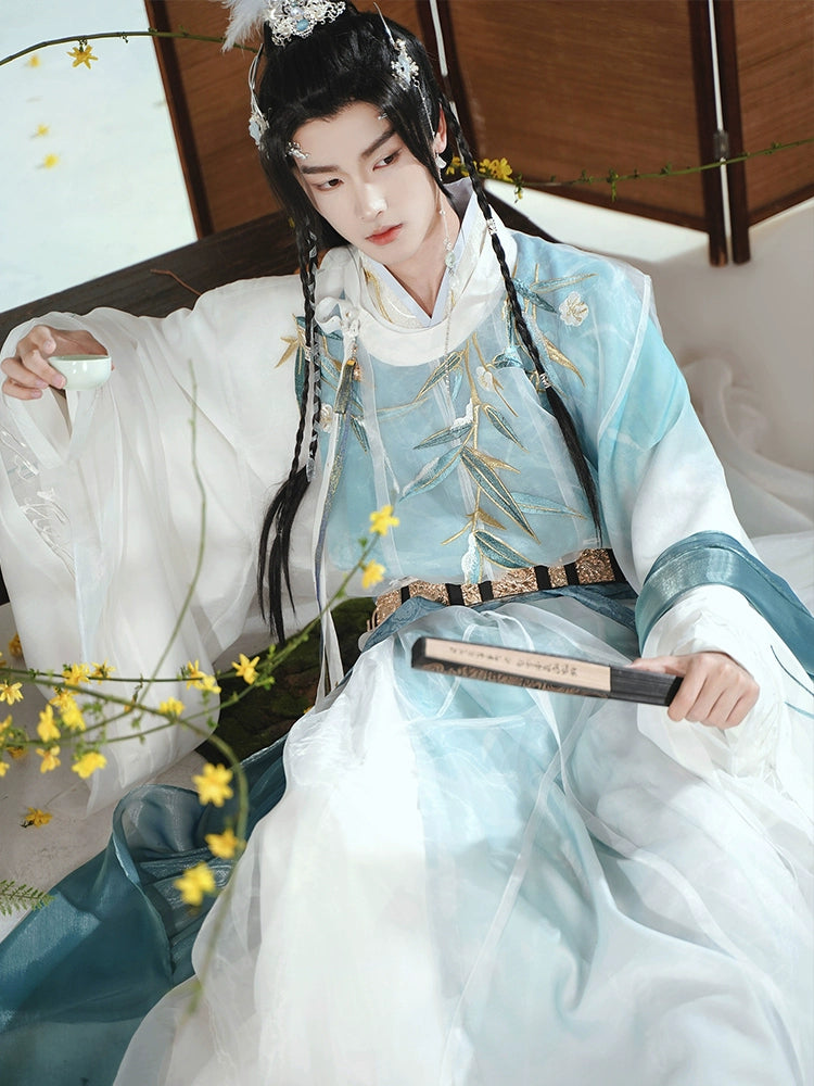 [Bai Yu Jing 白玉京] Ming Dynasty | Round-neck Robe | Vest | Detailed Embroidery | Wide Sleeves | Unisex