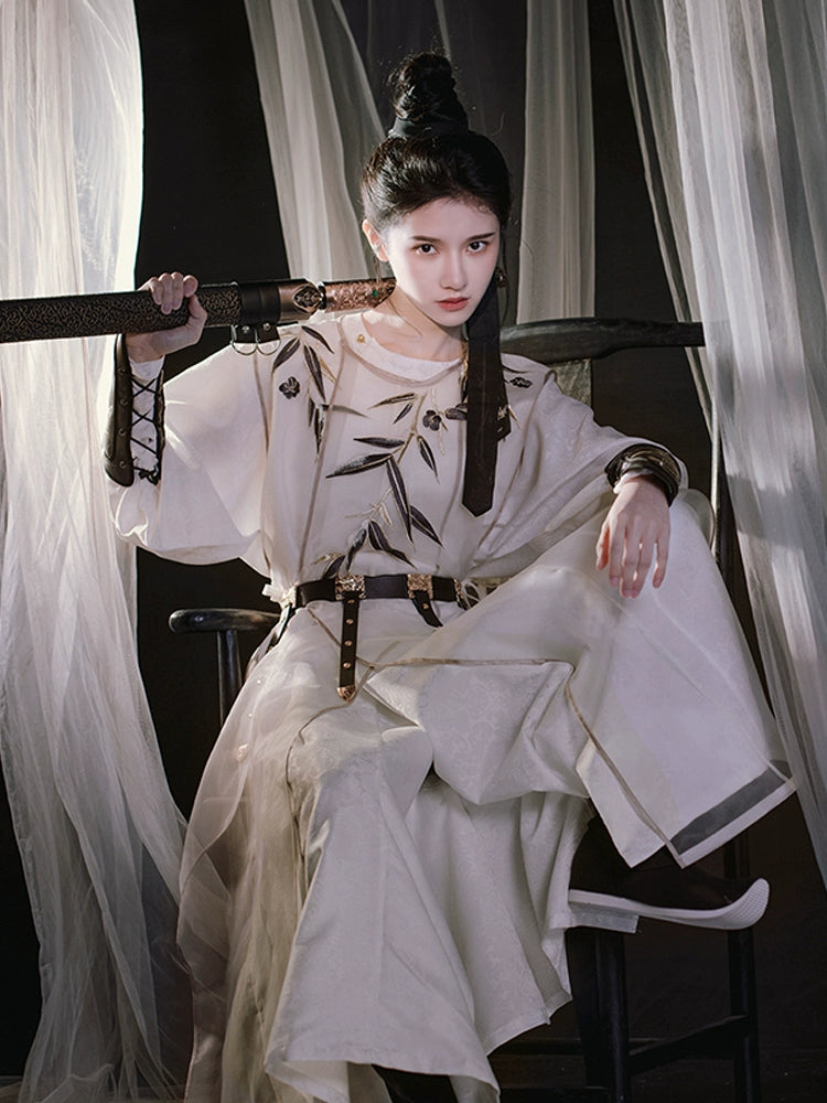 [Tian Guang 天光] Tang Dynasty | Round-neck Robe with Vest | Embroidered | Unisex