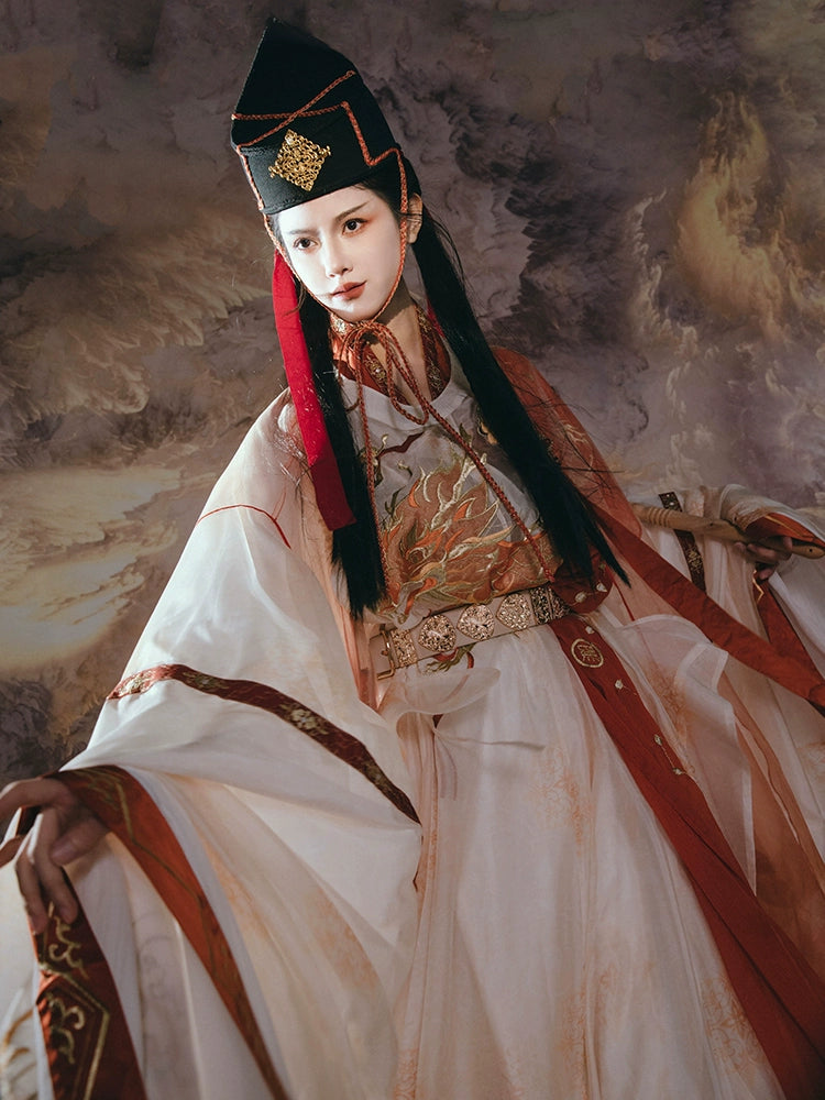 [The East 东方] Ming Dynasty | Round-neck Robe with Cape | Detailed Embroidery | Wide Sleeves | Unisex