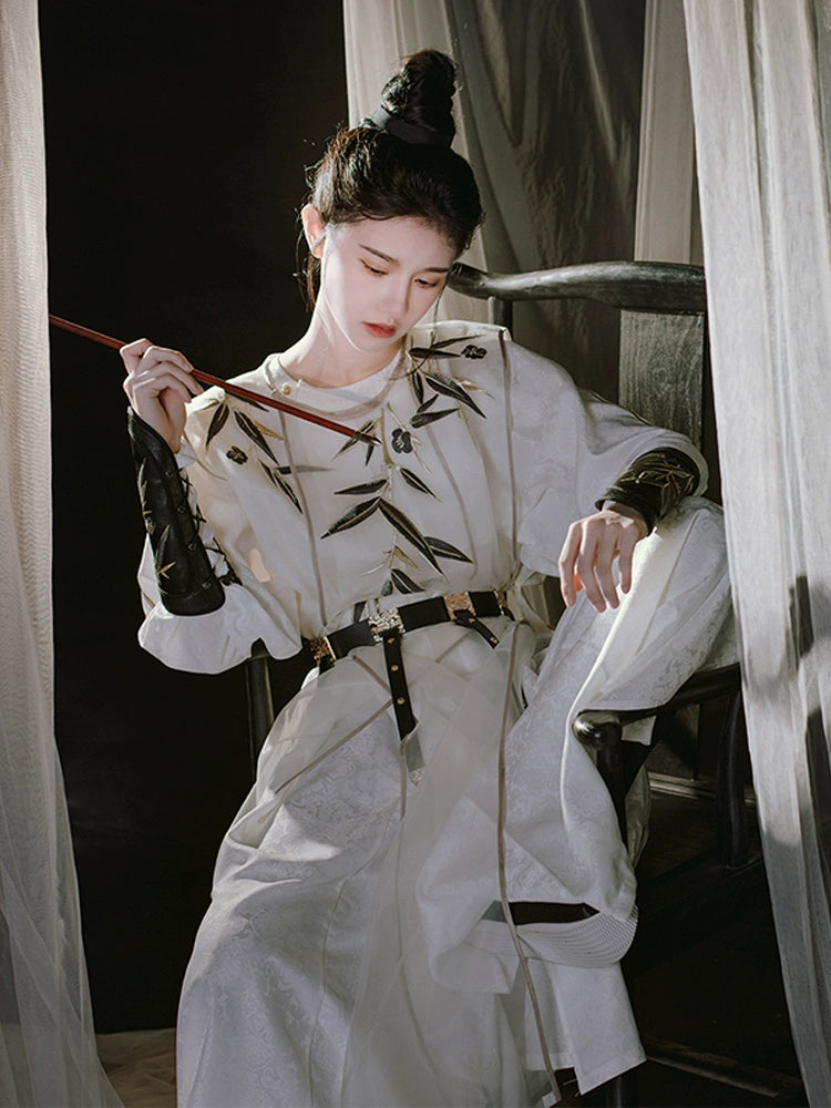 [Tian Guang 天光] Tang Dynasty | Round-neck Robe with Vest | Embroidered | Unisex