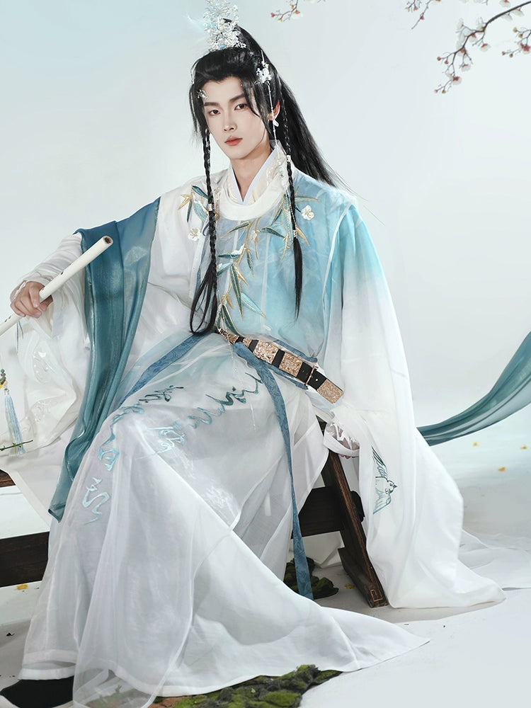 [Bai Yu Jing 白玉京] Ming Dynasty | Round-neck Robe | Vest | Detailed Embroidery | Wide Sleeves | Unisex